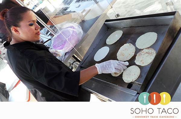 SOHO TACO Gourmet Taco Catering - Long Beach - Belmont Shores - Making Fresh Hand Pressed Tortillas
