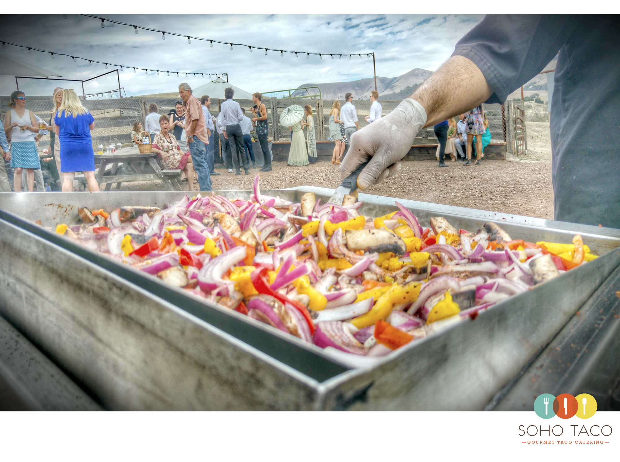 SOHO TACO Gourmet Taco Catering - Wedding - San Luis Obispo - Spreafico Farms Barn - Grilling Veggies