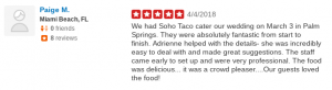 SOHO TACO Gourmet Taco Catering - 5 Star Yelp Review- Paige M - Miami Florida