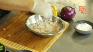 SOHO TACO Gourmet Taco Catering - Ceviche - Adding Salt To The Citrus Marinade