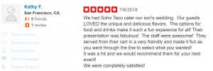 SOHO TACO Gourmet Taco Catering - Yelp Review - Kathy F - San Francisco CA - Wedding