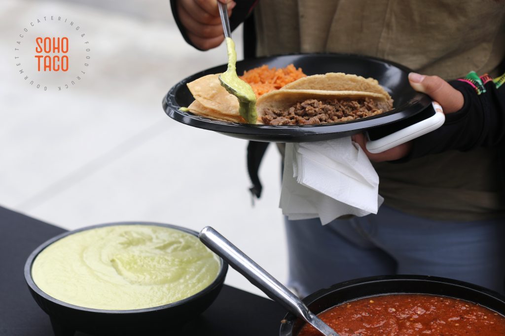 SOHO TACO Gourmet Taco Catering - Newport Sea Base - Newport Beach - Adding Spicy Salsa Verde