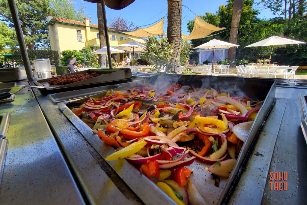 SOHO TACO Gourmet Taco Catering - The French Estate Wedding - Grilling Veggies in the Courtyard