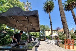 SOHO TACO Gourmet Taco Catering - The French Estate Wedding - View of the Taco Cart & The Courtyard